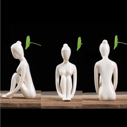 Ceramic Simulation Yoga Girl Model Art Craft Home Cabinet Office Desktop Decor-10#.