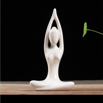 Ceramic Simulation Yoga Girl Model Art Craft Home Cabinet Office Desktop Decor-10#.