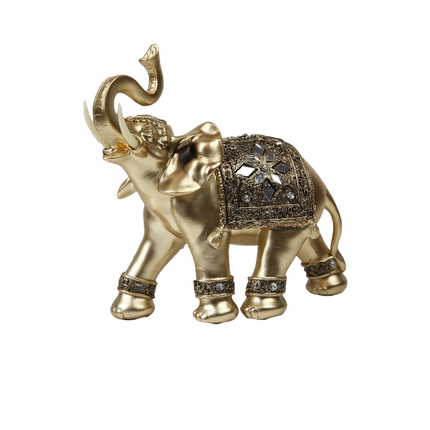 Eye-catching Elephant Figurine Fine Symbol Resin Elegant Elephant Trunk Sculpture for Home-Golden S.
