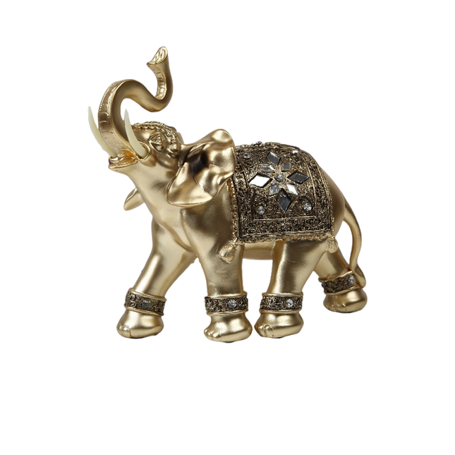 Eye-catching Elephant Figurine Fine Symbol Resin Elegant Elephant Trunk Sculpture for Home-Golden S.