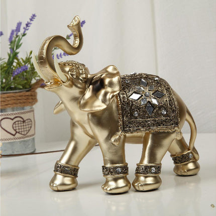 Eye-catching Elephant Figurine Fine Symbol Resin Elegant Elephant Trunk Sculpture for Home-Golden S.
