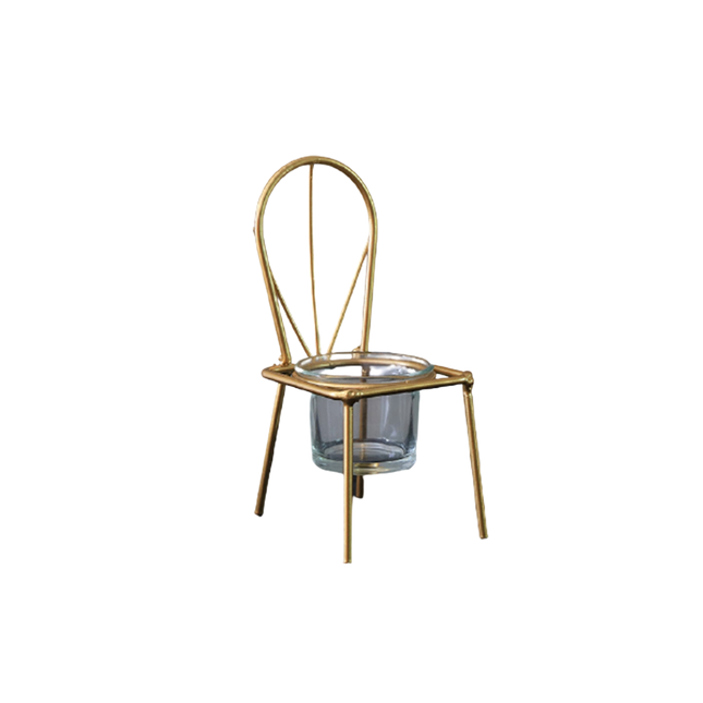 Tabletop Iron Chair Candlestick Potted Ornament Desktop Decoration Candle Holder- B.