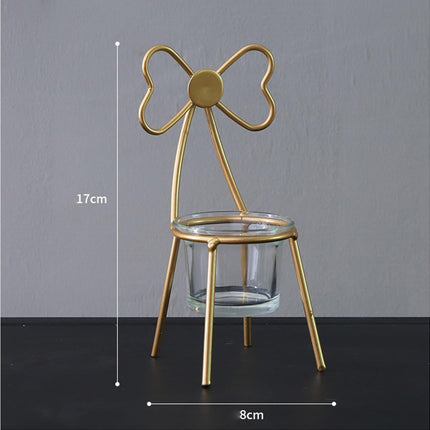 Tabletop Iron Chair Candlestick Potted Ornament Desktop Decoration Candle Holder- B.