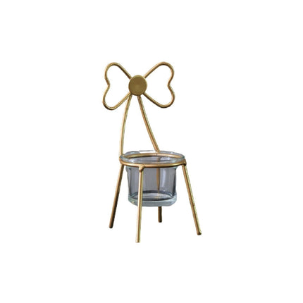 Tabletop Iron Chair Candlestick Potted Ornament Desktop Decoration Candle Holder- B.