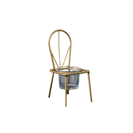 Tabletop Iron Chair Candlestick Potted Ornament Desktop Decoration Candle Holder- B.