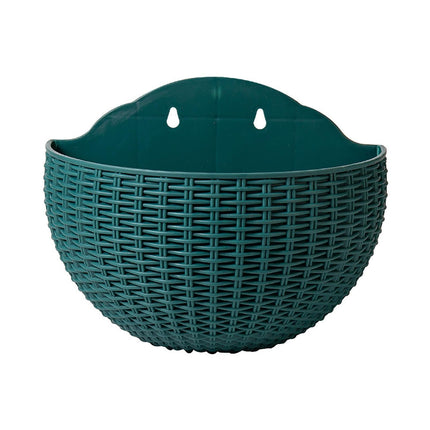 Flower Pot Exquisite Wall-mounted Plastic Wall Hanging Basket Flowerpot for Garden-Atrovirens.