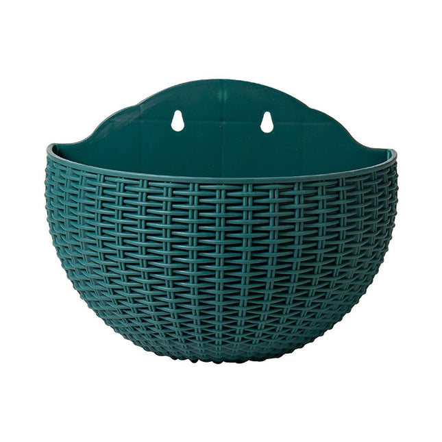 Flower Pot Exquisite Wall-mounted Plastic Wall Hanging Basket Flowerpot for Garden-Atrovirens.
