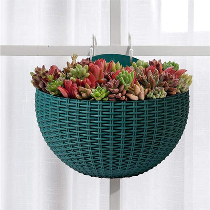 Flower Pot Exquisite Wall-mounted Plastic Wall Hanging Basket Flowerpot for Garden-Atrovirens.