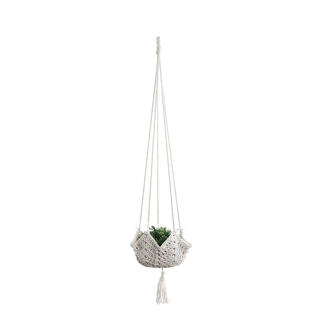 Handmade Woven Cotton Rope Hanger-Beige.