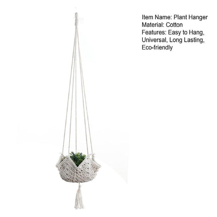 Handmade Woven Cotton Rope Hanger-Beige.