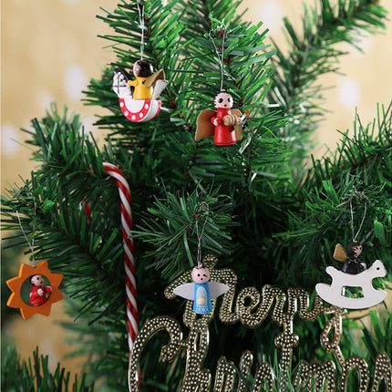 48Pcs Xmas Pendants Multi Shapes Wooden-Multicolor.