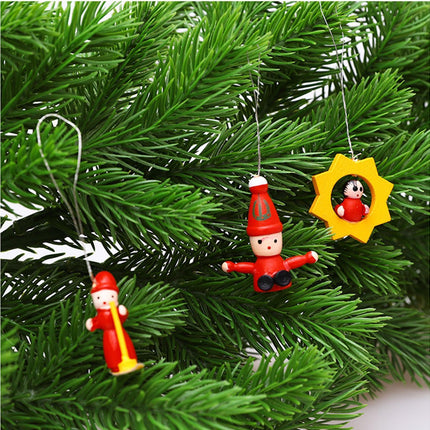 48Pcs Xmas Pendants Multi Shapes Wooden-Multicolor.