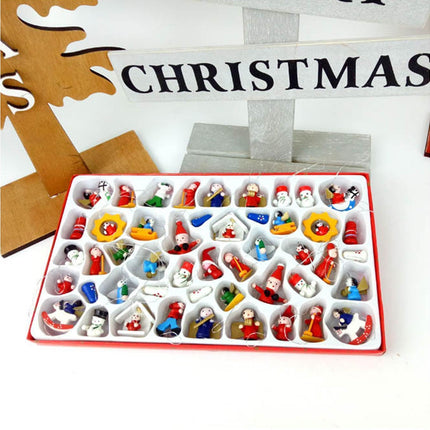 48Pcs Xmas Pendants Multi Shapes Wooden-Multicolor.