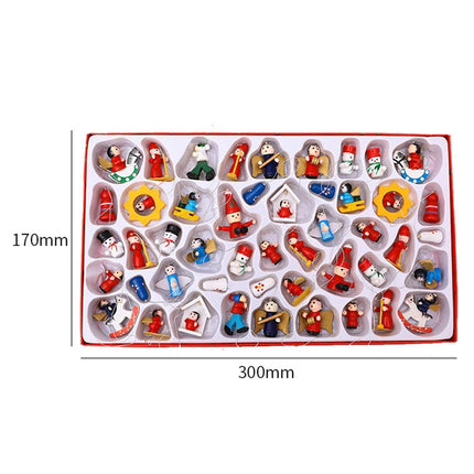 48Pcs Xmas Pendants Multi Shapes Wooden-Multicolor.