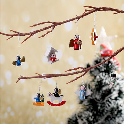 48Pcs Xmas Pendants Multi Shapes Wooden-Multicolor.