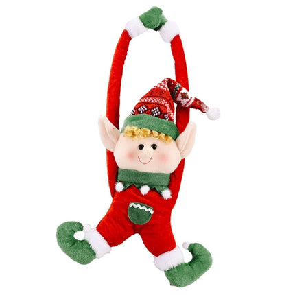 Cartoon Curtain Buckle Door Handle Pendant Holiday Decor Christmas Ornament Gift-Red.
