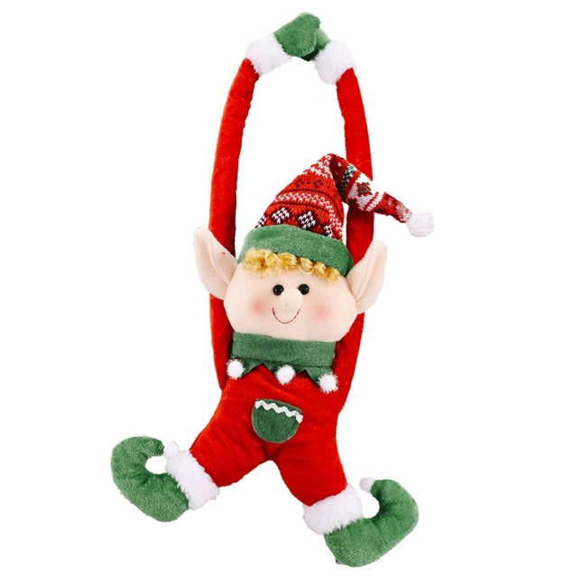 Cartoon Curtain Buckle Door Handle Pendant Holiday Decor Christmas Ornament Gift-Red.
