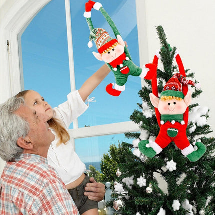 Cartoon Curtain Buckle Door Handle Pendant Holiday Decor Christmas Ornament Gift-Red.