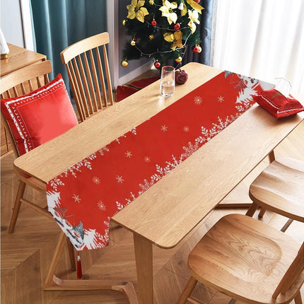 Xmas Tablecloth Non-woven Fabric Xmas Tree Print-Red.