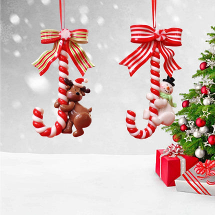 3Pcs Xmas Tree Pendant Candy Cane Crafts Soft Clay.