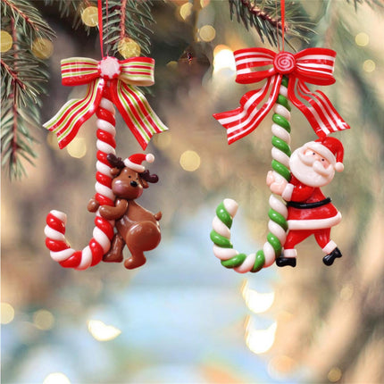 3Pcs Xmas Tree Pendant Candy Cane Crafts Soft Clay.