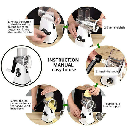 3-in-1 Vegetable Slicer Shredder Grater for Potato Onion Cucumber Carrot Chopper.
