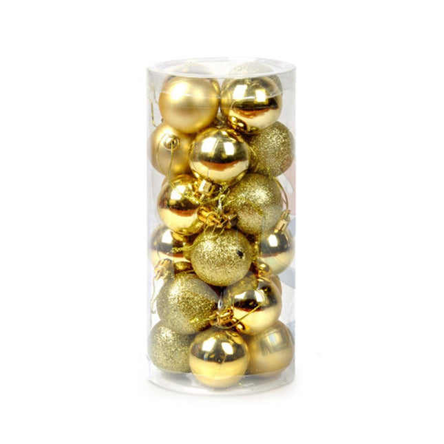 24Pcs Christmas Balls Glitter Anti-fade Plastic Christmas Tree Decor Balls for Home-Golden 4cm.