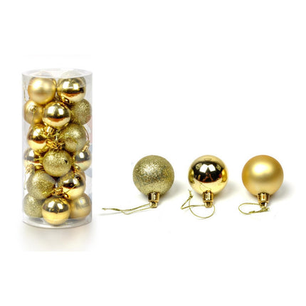 24Pcs Christmas Balls Glitter Anti-fade Plastic Christmas Tree Decor Balls for Home-Golden 4cm.