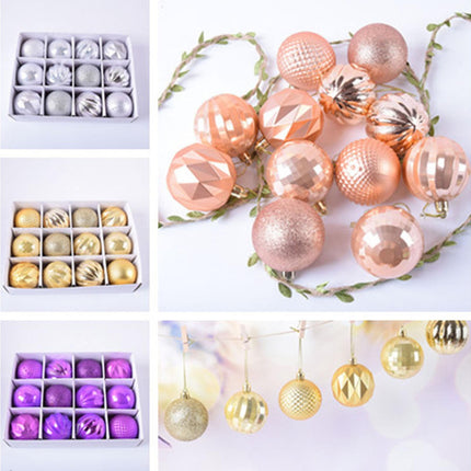 12Pcs Xmas Tree Decorative Ball Hanging Pendant Home Ornaments New Year Gift-Antique Brass.
