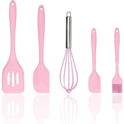 Silicone Baking Utensils Set - Heat-Resistant - Pink.