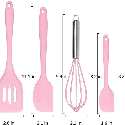 Silicone Baking Utensils Set - Heat-Resistant - Pink.