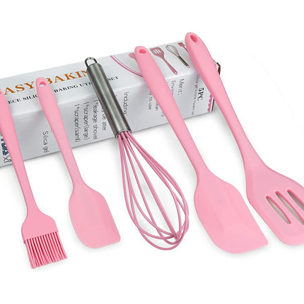 Silicone Baking Utensils Set - Heat-Resistant - Pink.