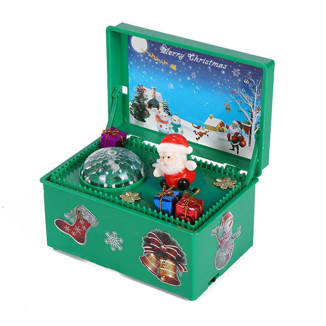 Christmas Style Music Box Beautiful Plastic Creative Santa Claus Decor LED Music Box for Party-Green.