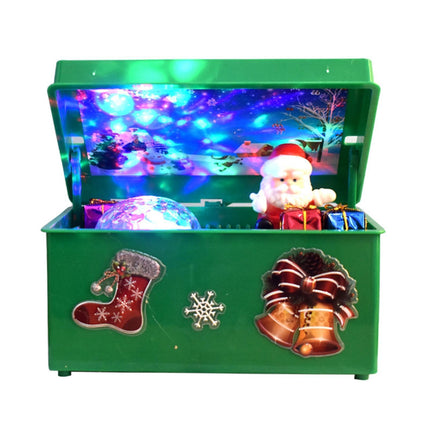 Christmas Style Music Box Beautiful Plastic Creative Santa Claus Decor LED Music Box for Party-Green.
