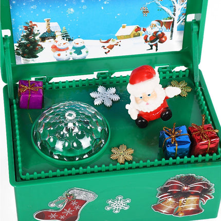 Christmas Style Music Box Beautiful Plastic Creative Santa Claus Decor LED Music Box for Party-Green.
