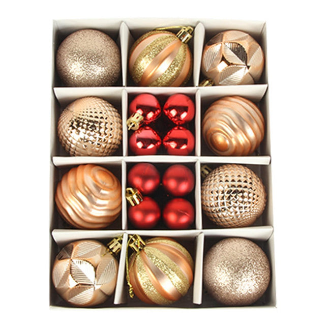 Xmas Tree Pendant Ball Gift Box-Antique Gold+Red.