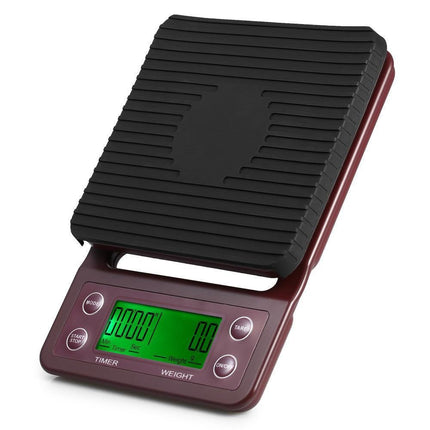 5kg/0.5g Coffee Drip Scale with Timer and Tare Function - Burgundy.