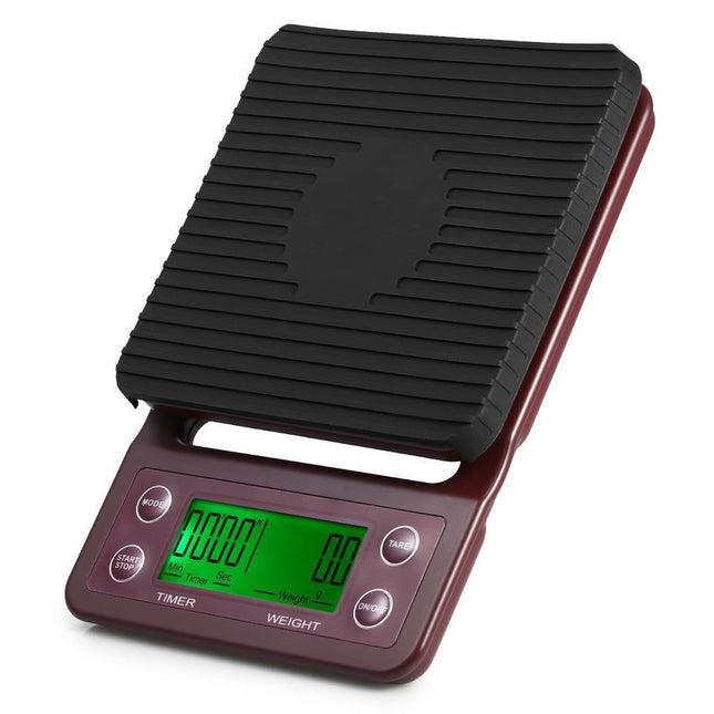 5kg/0.5g Coffee Drip Scale with Timer and Tare Function - Burgundy.
