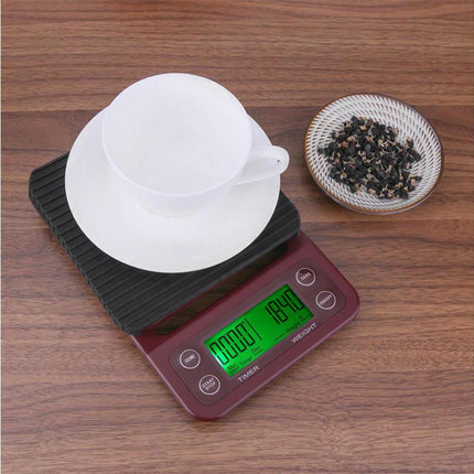 5kg/0.5g Coffee Drip Scale with Timer and Tare Function - Burgundy.