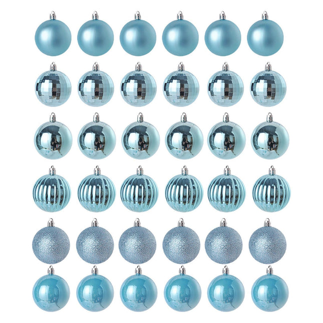 36Pcs Xmas Ball Electroplating Ornaments-Lake Blue.