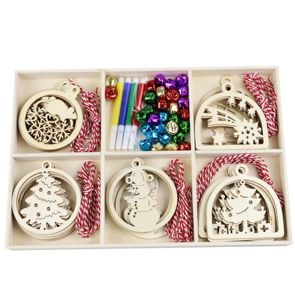 30Pcs Wood Christmas Tree Ornament Snowman Star Letter Hanging Pendant Decor-B.