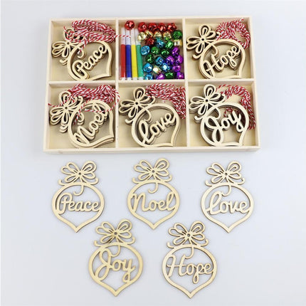 30Pcs Wood Christmas Tree Ornament Snowman Star Letter Hanging Pendant Decor-B.