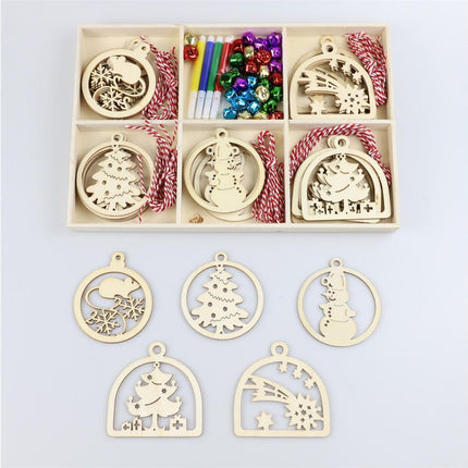 30Pcs Wood Christmas Tree Ornament Snowman Star Letter Hanging Pendant Decor-B.