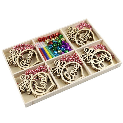 30Pcs Wood Christmas Tree Ornament Snowman Star Letter Hanging Pendant Decor-B.