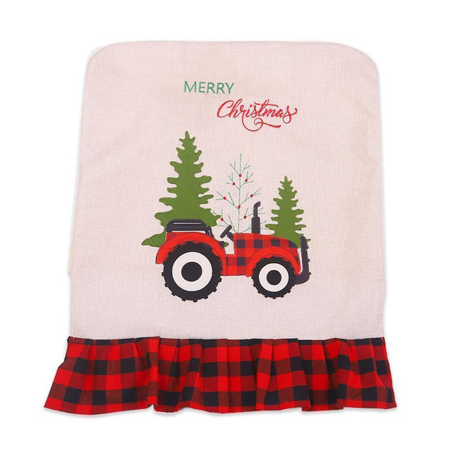 Merry Christmas Tree Car Dinner Chair Seat Cover Holiday Party Xmas Decoration-Red Black.