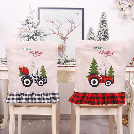 Merry Christmas Tree Car Dinner Chair Seat Cover Holiday Party Xmas Decoration-Red Black.