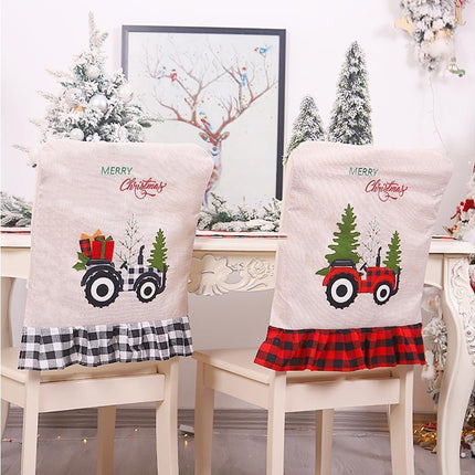 Merry Christmas Tree Car Dinner Chair Seat Cover Holiday Party Xmas Decoration-Red Black.
