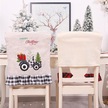 Merry Christmas Tree Car Dinner Chair Seat Cover Holiday Party Xmas Decoration-Red Black.