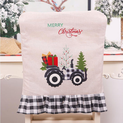 Merry Christmas Tree Car Dinner Chair Seat Cover Holiday Party Xmas Decoration-Red Black.