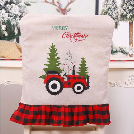 Merry Christmas Tree Car Dinner Chair Seat Cover Holiday Party Xmas Decoration-Red Black.